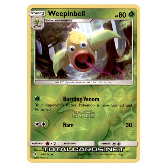 Pokemon - Sun & Moon - Unbroken Bonds - Weepinbell - 14/214 - (Reverse Holo)