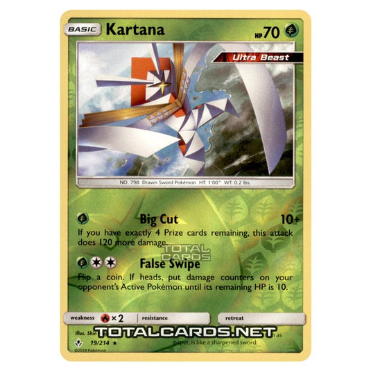 Pokemon - Sun & Moon - Unbroken Bonds - Kartana - 19/214 - (Reverse Holo)