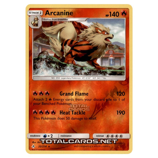 Pokemon - Sun & Moon - Unbroken Bonds - Arcanine - 22/214 - (Reverse Holo)