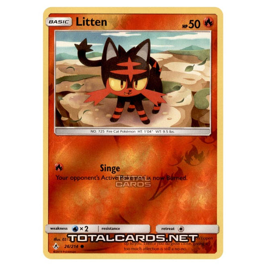 Pokemon - Sun & Moon - Unbroken Bonds - Litten - 26/214 - (Reverse Holo)