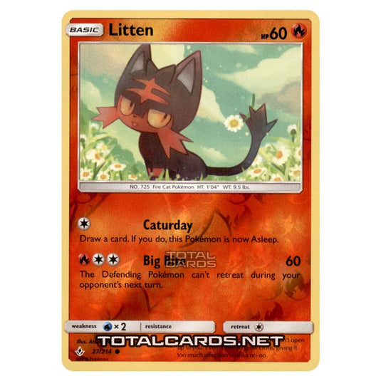 Pokemon - Sun & Moon - Unbroken Bonds - Litten - 27/214 - (Reverse Holo)