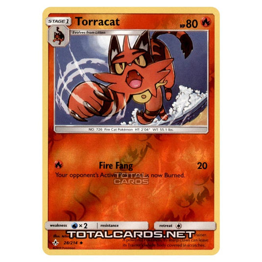 Pokemon - Sun & Moon - Unbroken Bonds - Torracat - 28/214 - (Reverse Holo)