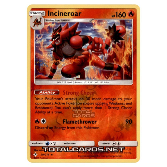 Pokemon - Sun & Moon - Unbroken Bonds - Incineroar - 29/214 - (Reverse Holo)