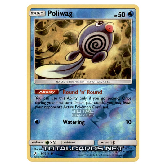 Pokemon - Sun & Moon - Unbroken Bonds - Poliwag - 36/214 - (Reverse Holo)