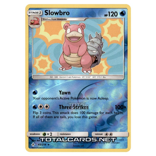 Pokemon - Sun & Moon - Unbroken Bonds - Slowbro - 43/214 - (Reverse Holo)