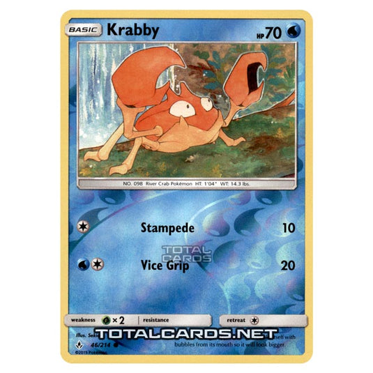 Pokemon - Sun & Moon - Unbroken Bonds - Krabby - 46/214 - (Reverse Holo)