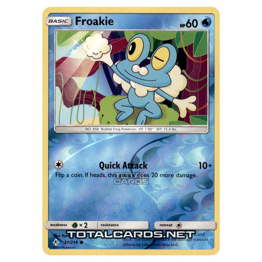 Pokemon - Sun & Moon - Unbroken Bonds - Froakie - 51/214 - (Reverse Ho Pokemon - Sun & Moon - Unbroken Bonds - Froakie - 51/214 - (Reverse Ho