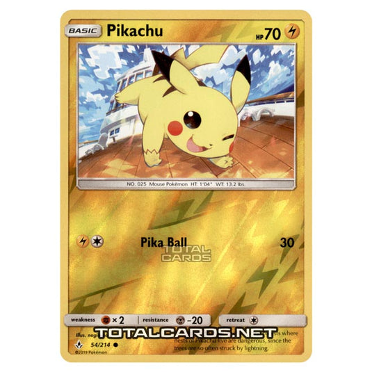 Pokemon - Sun & Moon - Unbroken Bonds - Pikachu - 54/214 - (Reverse Holo)