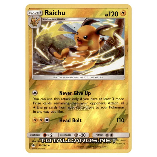 Pokemon - Sun & Moon - Unbroken Bonds - Raichu - 55/214 - (Reverse Holo)