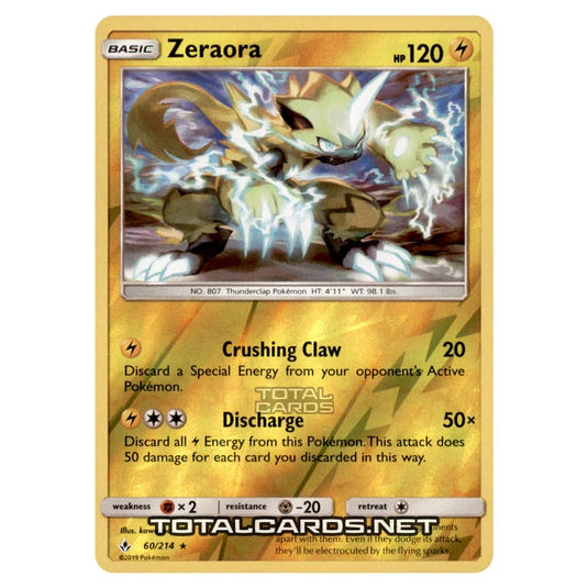 Pokemon - Sun & Moon - Unbroken Bonds - Zeraora - 60/214 - (Reverse Holo)