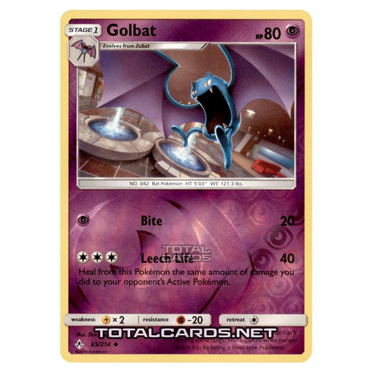 Pokemon - Sun & Moon - Unbroken Bonds - Golbat - 65/214 - (Reverse Holo)