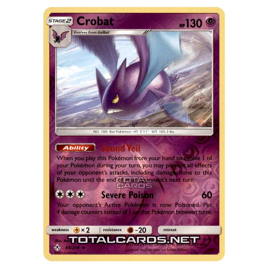 Pokemon - Sun & Moon - Unbroken Bonds - Crobat - 66/214 - (Reverse Holo)