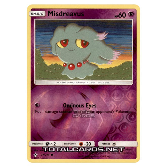 Pokemon - Sun & Moon - Unbroken Bonds - Misdreavus - 77/214 - (Reverse Holo)