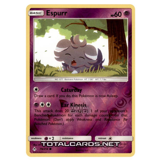 Pokemon - Sun & Moon - Unbroken Bonds - Espurr - 79/214 - (Reverse Holo)