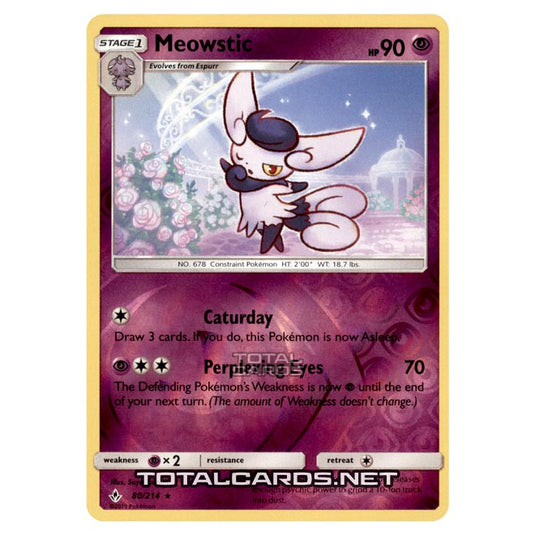 Pokemon - Sun & Moon - Unbroken Bonds - Meowstic - 80/214 - (Reverse Holo)