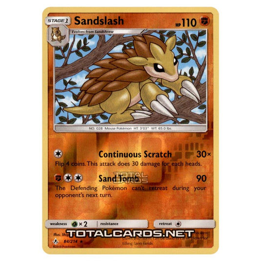 Pokemon - Sun & Moon - Unbroken Bonds - Sandslash - 84/214 - (Reverse Holo)