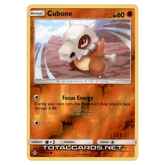 Pokemon - Sun & Moon - Unbroken Bonds - Cubone - 90/214 - (Reverse Holo)