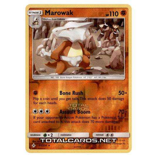 Pokemon - Sun & Moon - Unbroken Bonds - Marowak - 91/214 - (Reverse Holo)