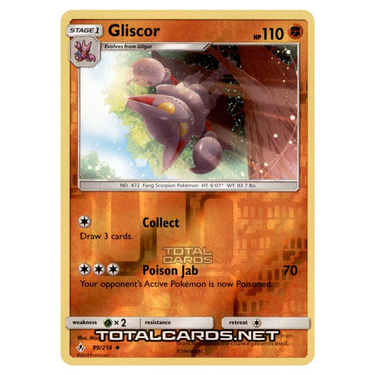 Pokemon - Sun & Moon - Unbroken Bonds - Gliscor - 99/214 - (Reverse Holo)