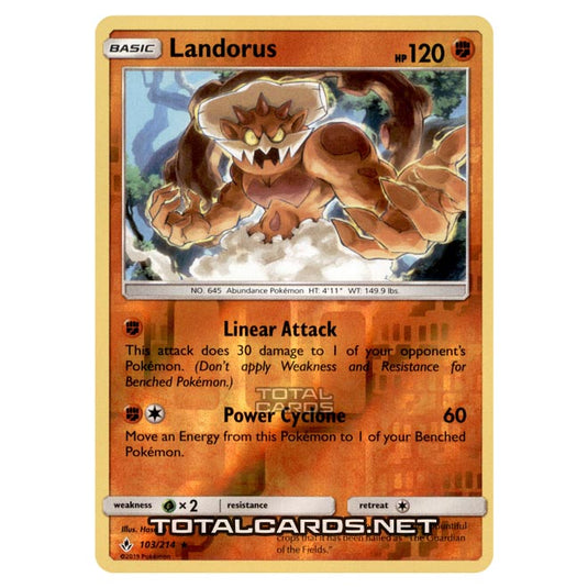 Pokemon - Sun & Moon - Unbroken Bonds - Landorus - 103/214 - (Reverse Holo)