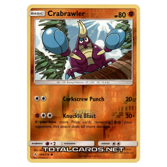 Pokemon - Sun & Moon - Unbroken Bonds - Crabrawler - 104/214 - (Reverse Holo)