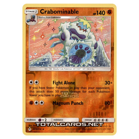 Pokemon - Sun & Moon - Unbroken Bonds - Crabominable - 105/214 - (Reverse Holo)