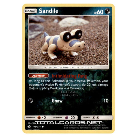 Pokemon - Sun & Moon - Unbroken Bonds - Sandile - 113/214 - (Reverse Holo)