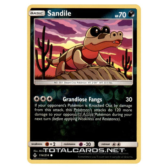 Pokemon - Sun & Moon - Unbroken Bonds - Sandile - 114/214 - (Reverse Holo)