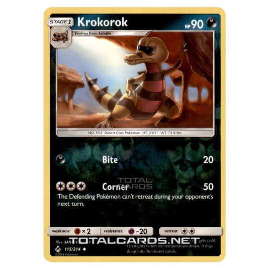 Pokemon - Sun & Moon - Unbroken Bonds - Krokorok - 115/214 - (Reverse Holo)