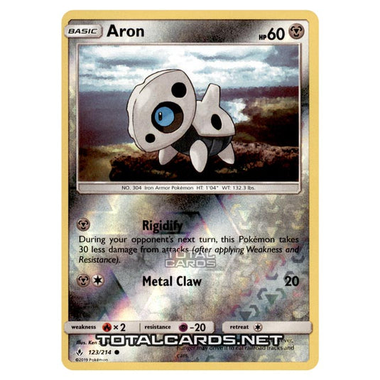 Pokemon - Sun & Moon - Unbroken Bonds - Aron - 123/214 - (Reverse Holo)