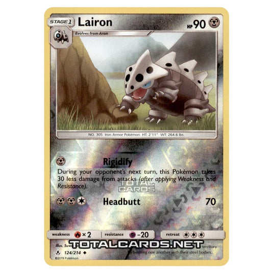 Pokemon - Sun & Moon - Unbroken Bonds - Lairon - 124/214 - (Reverse Holo)