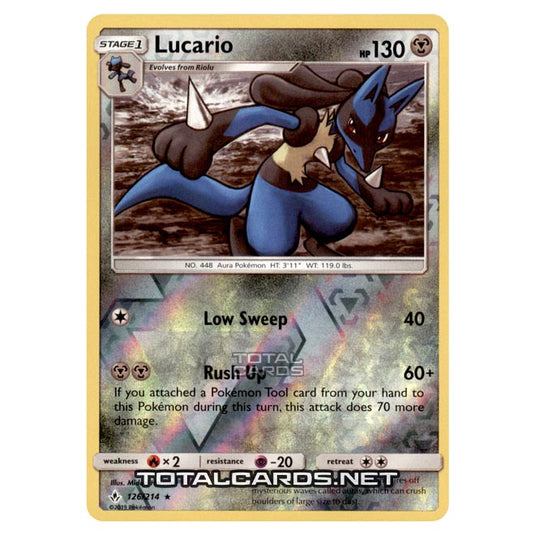 Pokemon - Sun & Moon - Unbroken Bonds - Lucario - 126/214 - (Reverse Holo)