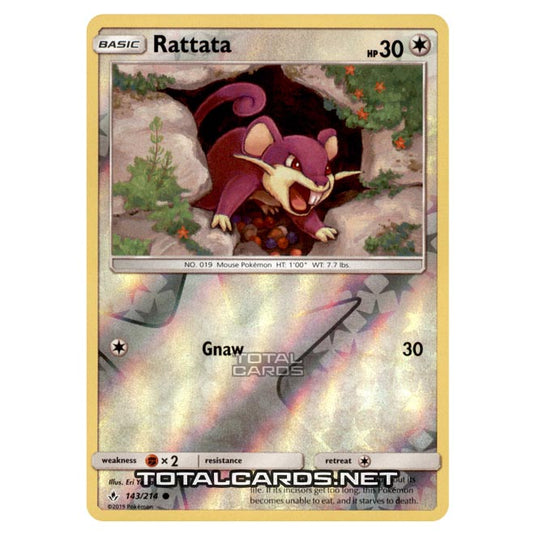 Pokemon - Sun & Moon - Unbroken Bonds - Rattata - 143/214 - (Reverse Holo)