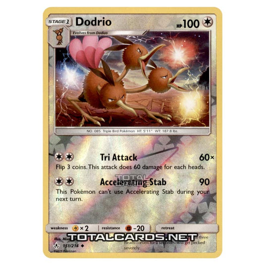 Pokemon - Sun & Moon - Unbroken Bonds - Dodrio - 151/214 - (Reverse Holo)