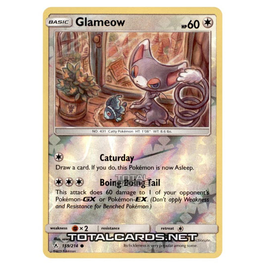 Pokemon - Sun & Moon - Unbroken Bonds - Glameow - 159/214 - (Reverse H Pokemon - Sun & Moon - Unbroken Bonds - Glameow - 159/214 - (Reverse H