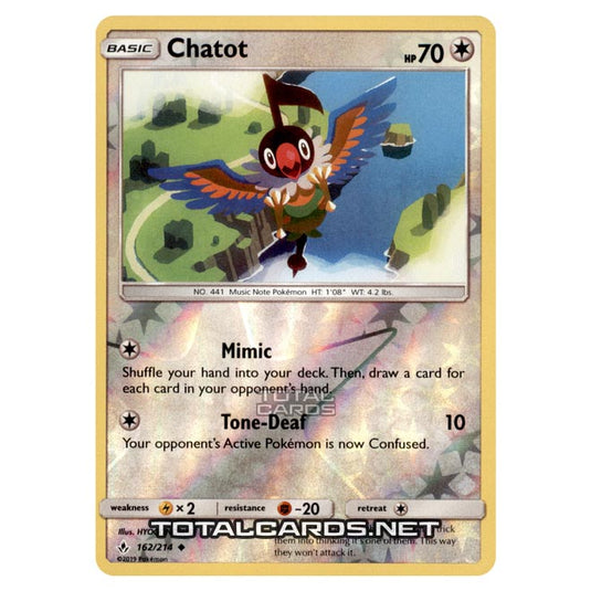 Pokemon - Sun & Moon - Unbroken Bonds - Chatot - 162/214 - (Reverse Holo)