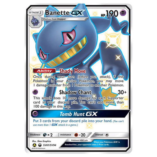 Pokemon - Sun & Moon - Hidden Fates - Banette-GX (Shiny Full Art) - SV Pokemon - Sun & Moon - Hidden Fates - Banette-GX (Shiny Full Art) - SV