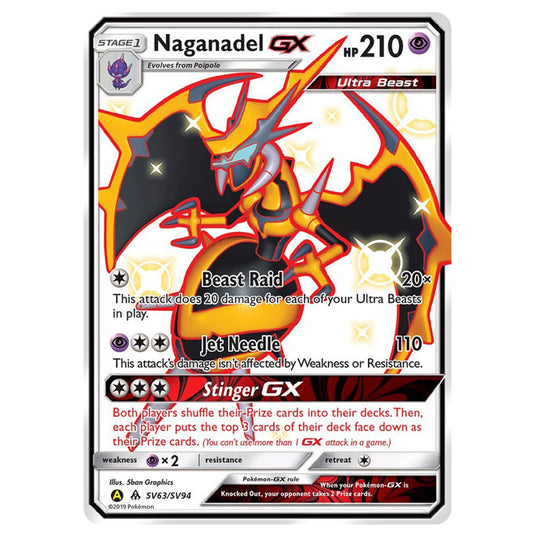 Pokemon - Sun & Moon - Hidden Fates - Naganadel-GX (Shiny Full Art) - SV63/SV94