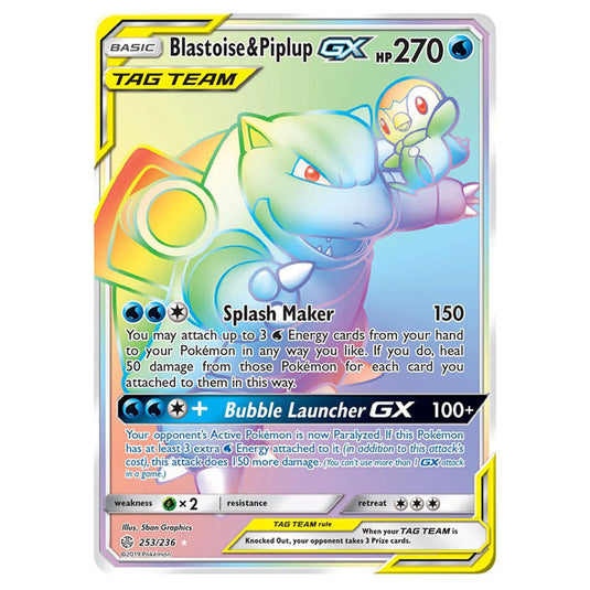 Pokemon - Sun & Moon - Cosmic Eclipse - Blastoise & Piplup-GX - 253/236