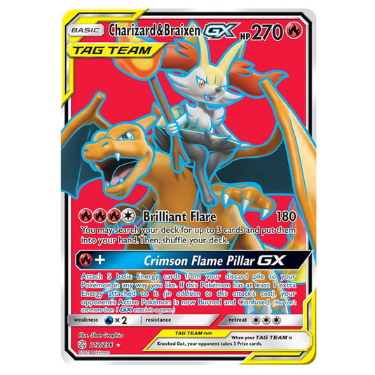 Pokemon - Sun & Moon - Cosmic Eclipse - Charizard & Braixen-GX - 212/236