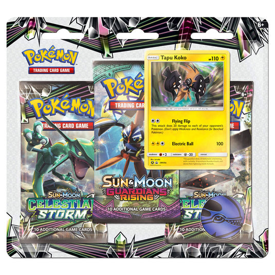 Pokemon - Sun & Moon - Celestial Storm - 3 Pack Blister - Tapu Koko