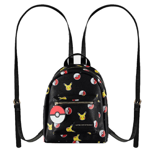 Pokemon - Pikachu & Poke Balls Black - Mini PU Backpack
