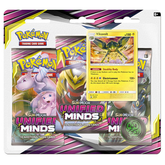 Pokemon - Sun & Moon - Unified Minds - 3 Pack Blister - Vikavolt