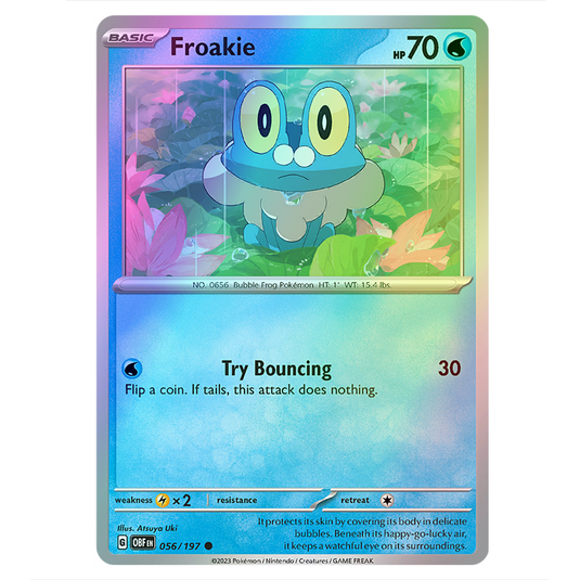 Pokemon Scarlet and Violet Obsidian Flames Froakie Cosmo Holo 056/197