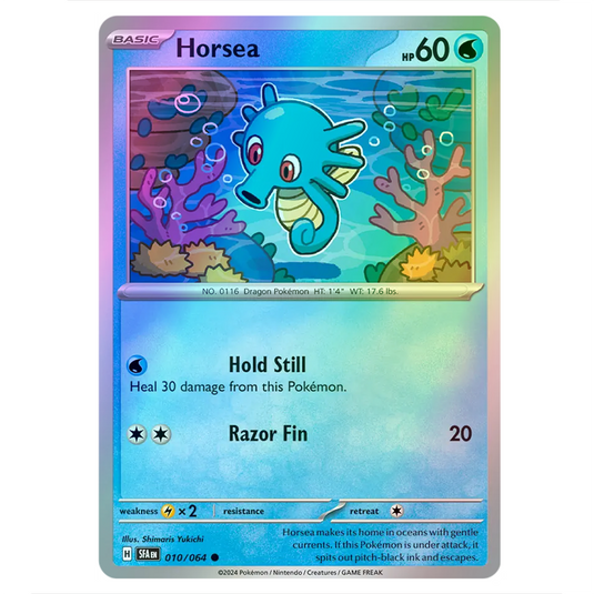 Pokemon Scarlet and Violet Shrouded Fable Horsea Cosmo Holo 010/64