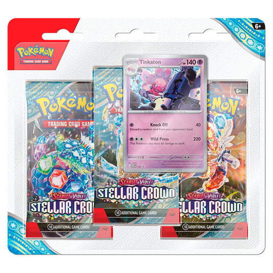 Pokemon Scarlet and Violet Stellar Crown 3 Pack Blister Tinkaton