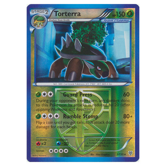 Pokemon - Black & White - Plasma Storm (Reverse Holo) - Torterra - 3/135