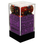 Chessex - Gemini 16mm D6 w/pips 12-Dice Blocks - Purple/Red w/gold