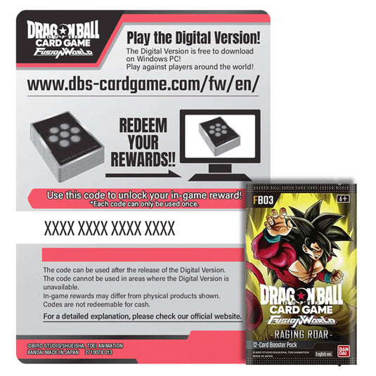 Dragon Ball Super Card Game - Fusion World - Raging Roar - Online Code Card