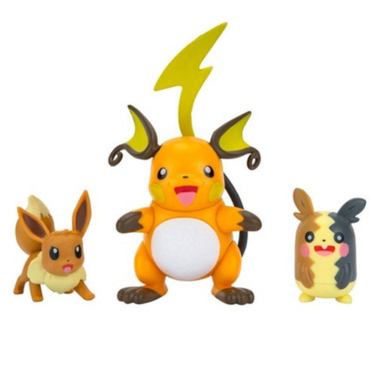 Pokemon - Battle Figures Set 3 Pack - Raichu + Morpeko (Full Belly Mode) + Eevee